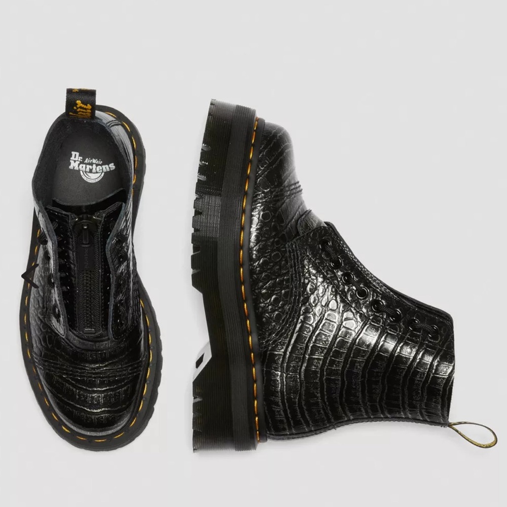 Dr. Martens Doc Martens Women's Sinclair Crocodile Quad Retro Platform Boots New